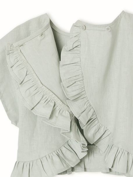 Linen Blouse for Girls sage green - vertbaudet enfant 