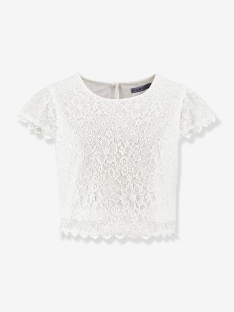 T-shirt en dentelle fille Happy Girls écru - vertbaudet enfant 