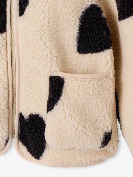 Girls' floral pop hooded sherpa jacket ecru+vanilla - vertbaudet enfant 