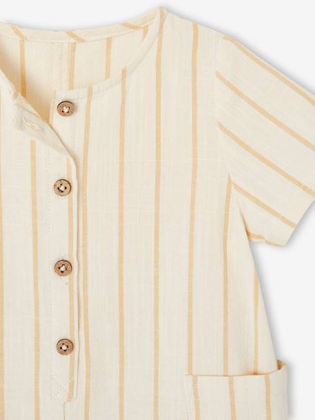 Striped Playsuit for Baby Boys striped beige - vertbaudet enfant 