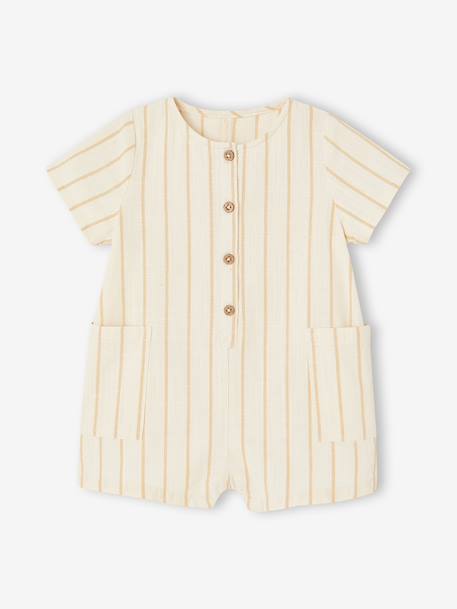 Striped Playsuit for Baby Boys striped beige - vertbaudet enfant 