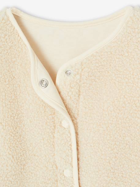 Gilet sans manches fille en sherpa écru+marron - vertbaudet enfant 