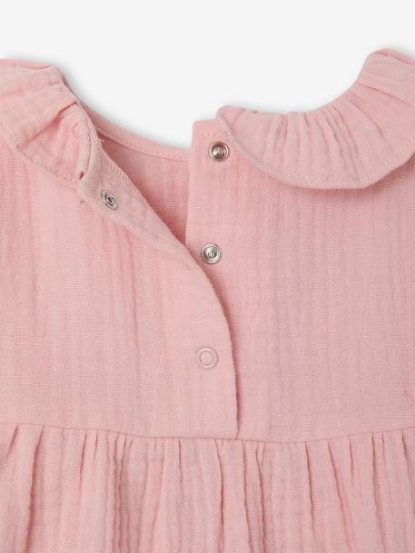 Baby girl's dress in cotton gauze rose - vertbaudet enfant 
