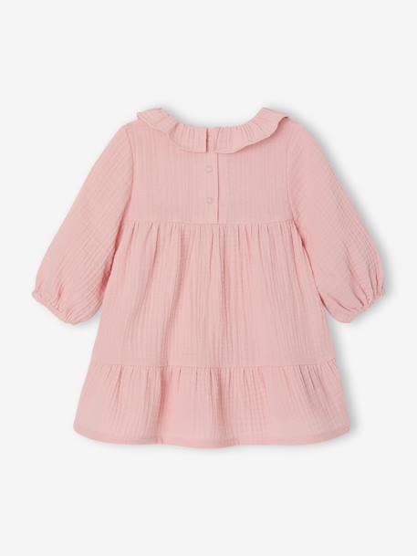 Baby girl's dress in cotton gauze rose - vertbaudet enfant 