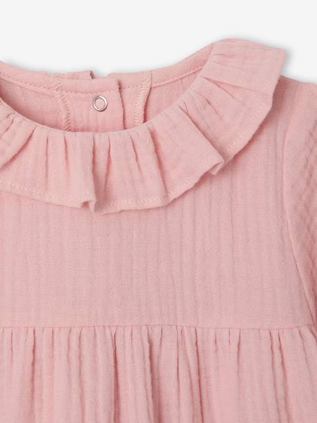 Baby girl's dress in cotton gauze rose - vertbaudet enfant 