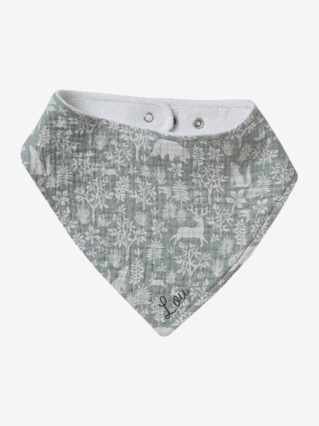 3 Bandana-Style Bibs in Cotton Gauze Brown+cappuccino+ecru+grey blue+Light Green+pale pink+printed beige+sage green+White/Print - vertbaudet enfant 