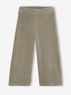 -Pantalon fille large en velours 