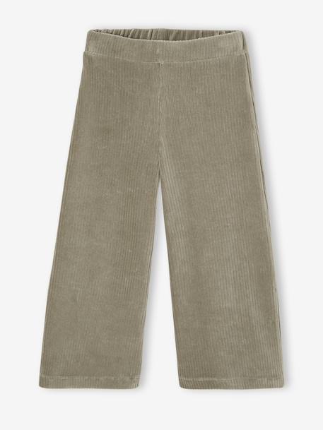 Pantalon fille large en velours anthracite+bleu grisé+écru+kaki+marron+prune+rose - vertbaudet enfant 