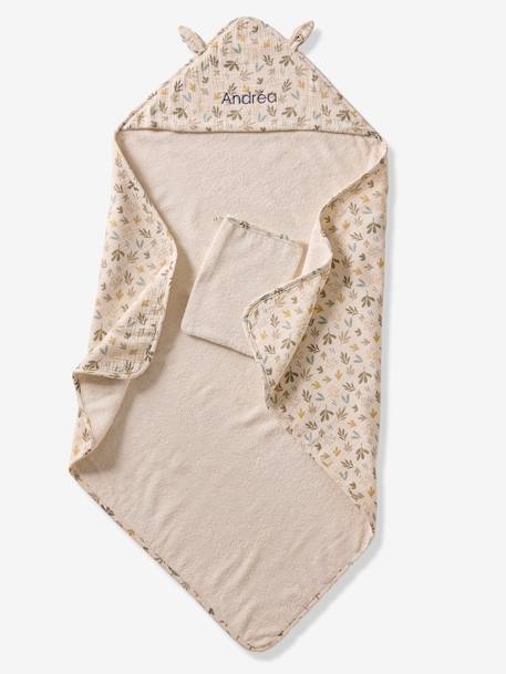 Cotton Muslin Bath Cape + Wash Mitt, BAYOU multicoloured - vertbaudet enfant 