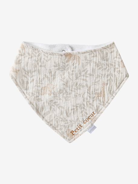 3 Bandana-Style Bibs in Cotton Gauze Brown+cappuccino+ecru+grey blue+Light Green+pale pink+printed beige+sage green+set beige+White/Print - vertbaudet enfant 