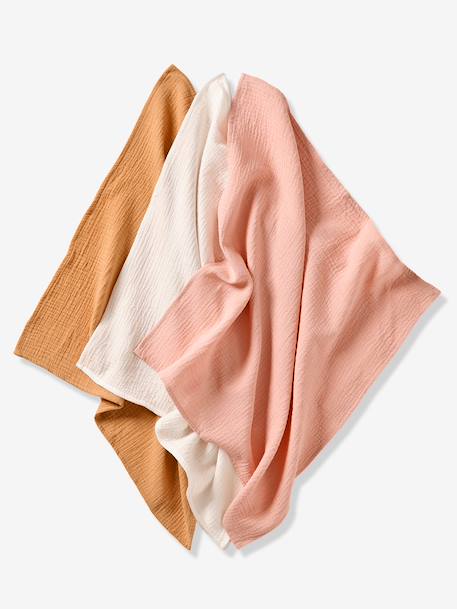 Lot de 3 langes unis en gaze de coton Bio* lot rose+multicolore - vertbaudet enfant 