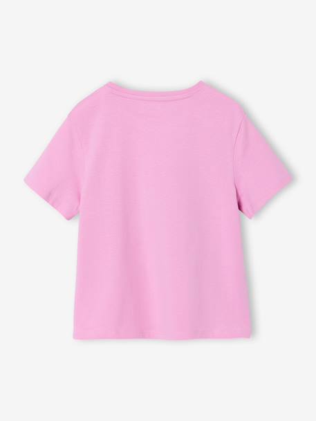 Girls' printed short-sleeved t-shirt ecru+mauve+rose+sage green - vertbaudet enfant 