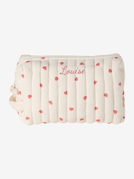 Trousse toilette Mama gaze coton beige imprimé+blanc+écru - vertbaudet enfant 