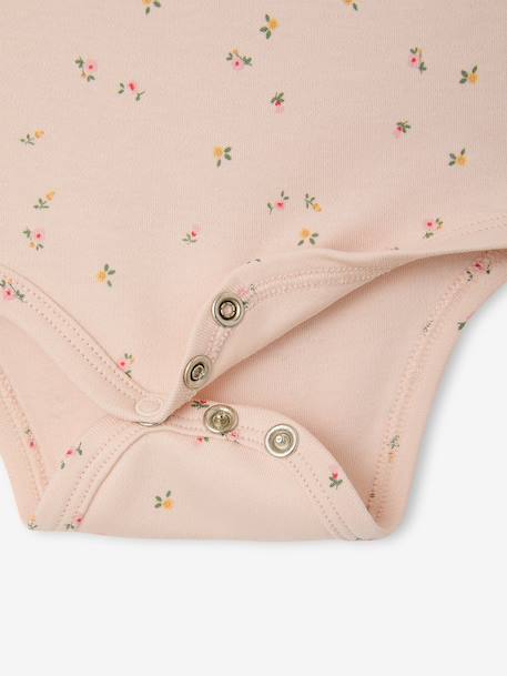 Bodysuits with long sleeves for babies with a floral print sage green - vertbaudet enfant 