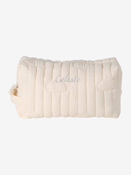 Mama Cotton Gauze Toiletry Bag ecru+printed beige+white - vertbaudet enfant 