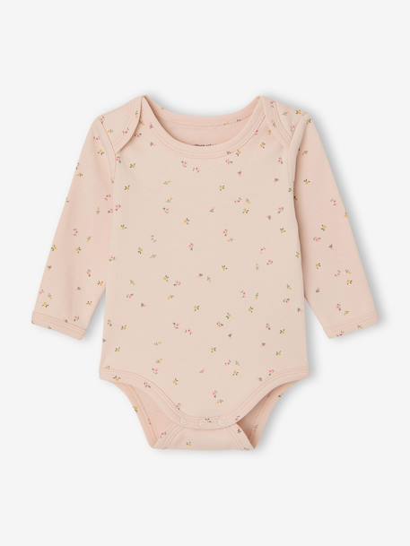 Bodysuits with long sleeves for babies with a floral print sage green - vertbaudet enfant 