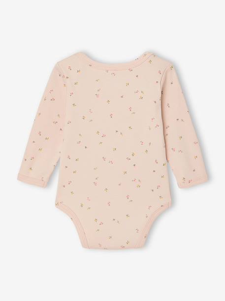 Bodysuits with long sleeves for babies with a floral print sage green - vertbaudet enfant 