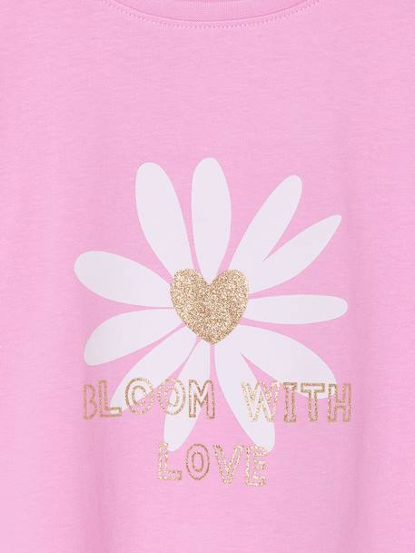 Tee-shirt fille imprimé manches courtes écru+mauve+rose+vert sauge - vertbaudet enfant 