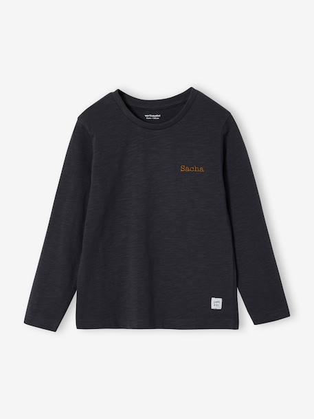 T-shirt garçon unis manches longues personnalisable anthracite+BLEU+jaune+marine+vert grisé+vert sapin - vertbaudet enfant 