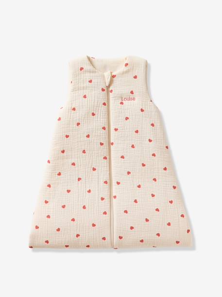 Gigoteuse en gaze de coton bio personnalisable MON CŒUR écru - vertbaudet enfant 