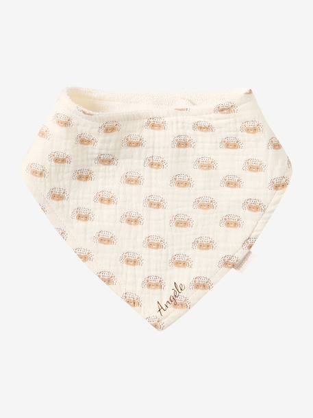 3 Bandana-Style Bibs in Cotton Gauze Brown+cappuccino+ecru+grey blue+Light Green+pale pink+printed beige+sage green+White/Print - vertbaudet enfant 