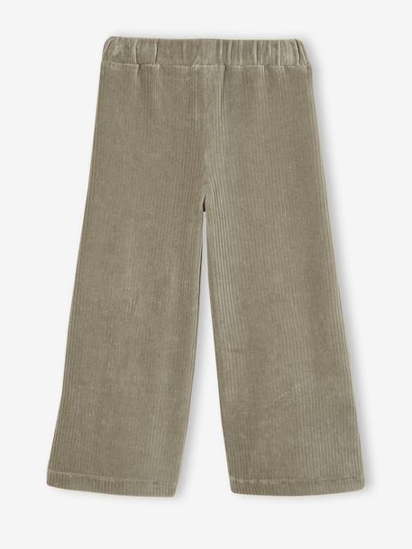 Pantalon fille large en velours anthracite+bleu grisé+écru+kaki+marron+prune+rose - vertbaudet enfant 