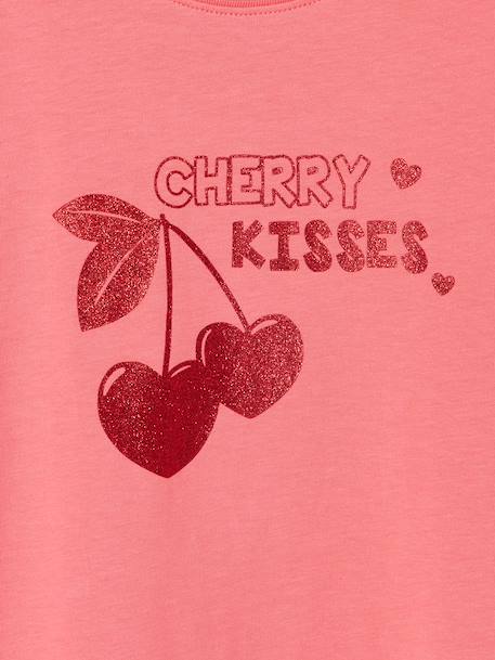 Tee-shirt fille imprimé manches courtes écru+mauve+rose+vert sauge - vertbaudet enfant 