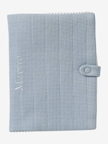 Health Booklet Cover grey blue+WHITE DARK ALL OVER PRINTED+White Stripes - vertbaudet enfant 