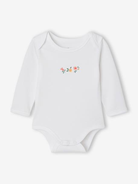 Bodysuits with long sleeves for babies with a floral print sage green - vertbaudet enfant 