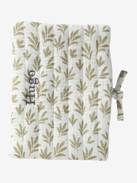 8-piece baby gift set: 1 rattle, 1 travel changing mat, 5 wipes, 1 pouch ochre+printed green+printed white - vertbaudet enfant 