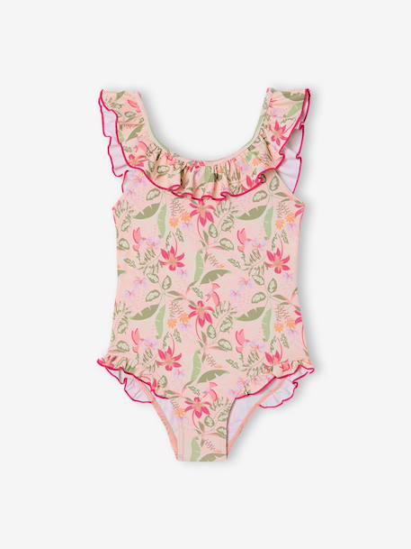 Girls' one-piece swimsuit pale pink - vertbaudet enfant 