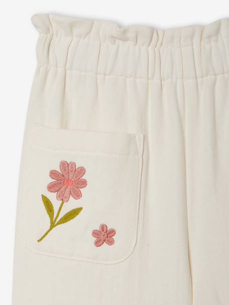 Wide-Leg Trousers in Cotton Gauze for Girls ecru - vertbaudet enfant 