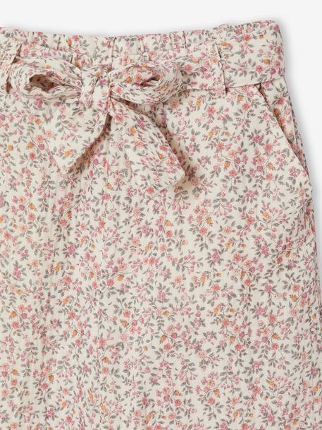 Frilled Bermuda Shorts in Cotton Gauze for Girls printed blue+printed white - vertbaudet enfant 