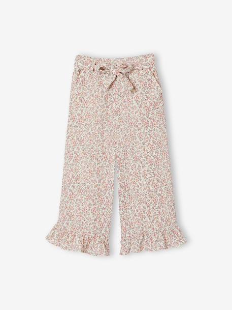 Frilled Bermuda Shorts in Cotton Gauze for Girls printed blue+printed white - vertbaudet enfant 
