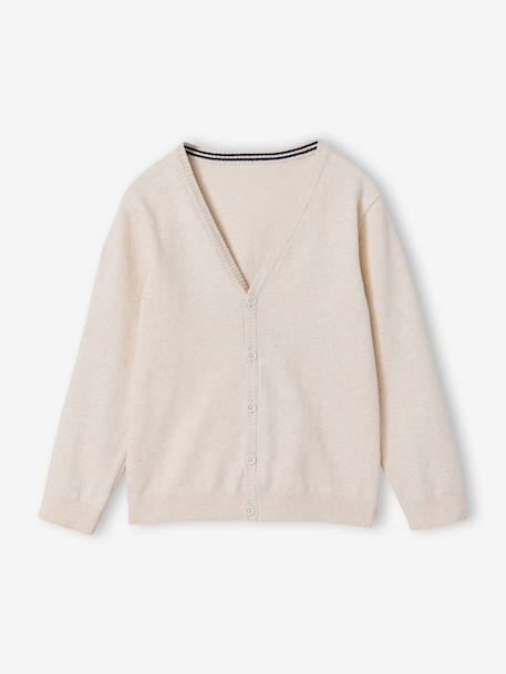 V-neck knitted cardigan BASICS for Boys marl grey+marl white+navy blue - vertbaudet enfant 
