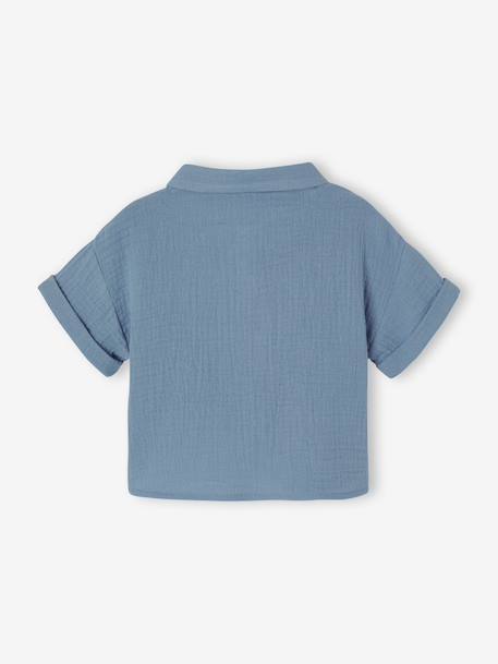 Boy's cotton gauze shirt denim blue - vertbaudet enfant 