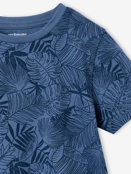 Printed boy's t-shirt denim blue+lichen+marl white+mint green - vertbaudet enfant 