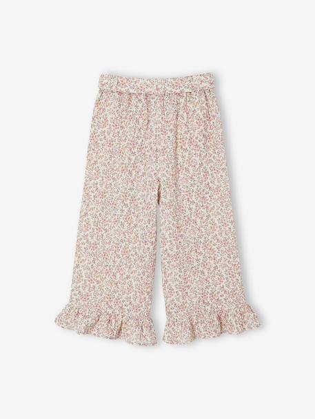 Frilled Bermuda Shorts in Cotton Gauze for Girls printed blue+printed white - vertbaudet enfant 