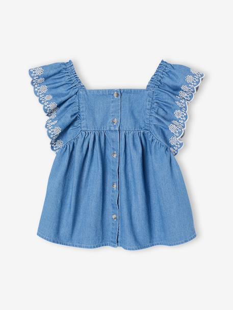 Girl's denim blouse stone - vertbaudet enfant 