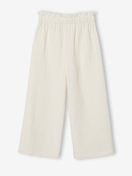 Wide-Leg Trousers in Cotton Gauze for Girls ecru - vertbaudet enfant 