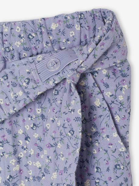 Frilled Bermuda Shorts in Cotton Gauze for Girls printed blue+printed white - vertbaudet enfant 