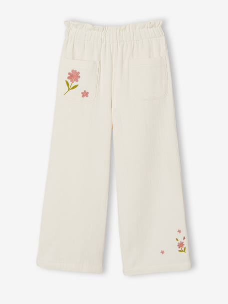 Pantalon fille large en gaze de  coton écru - vertbaudet enfant 
