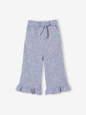 Girls-Frilled Bermuda Shorts in Cotton Gauze for Girls