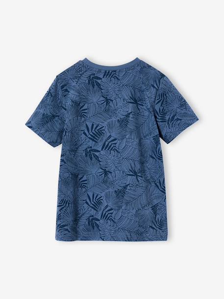 Printed boy's t-shirt denim blue+lichen+marl white+mint green - vertbaudet enfant 