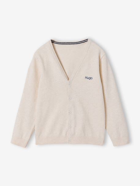 V-neck knitted cardigan BASICS for Boys marl grey+marl white+navy blue - vertbaudet enfant 