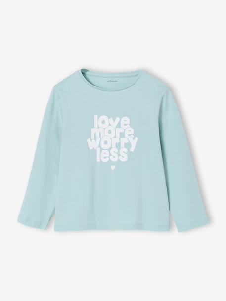 Lot de 3 t-shirts fille fantaisie manches longues anthracite+bleu grisé+corail+indigo+rose - vertbaudet enfant 