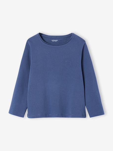 Lot de 3 t-shirts fille fantaisie manches longues anthracite+bleu grisé+corail+indigo+rose - vertbaudet enfant 