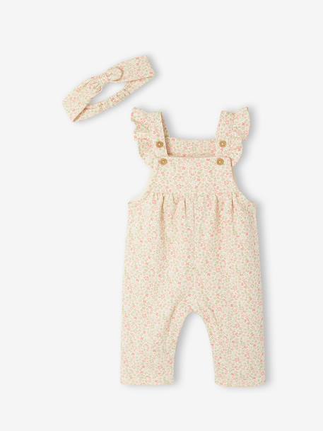 Salopette bébé fille molleton + bandeau écru+vanille - vertbaudet enfant 