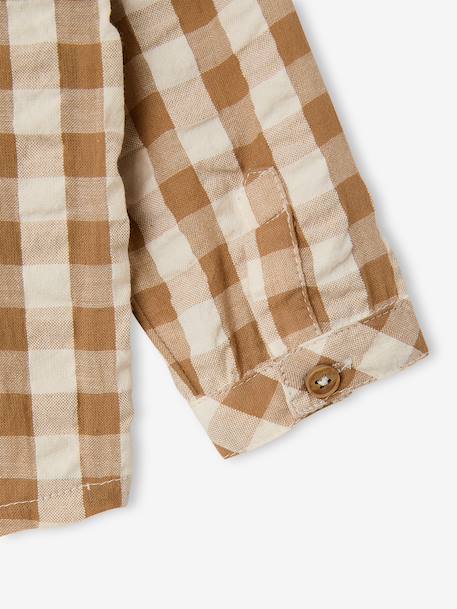 Chemise bébé garçon gaze de coton carreaux beige - vertbaudet enfant 