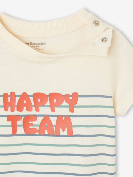 Boys' organic cotton t-shirt ecru - vertbaudet enfant 
